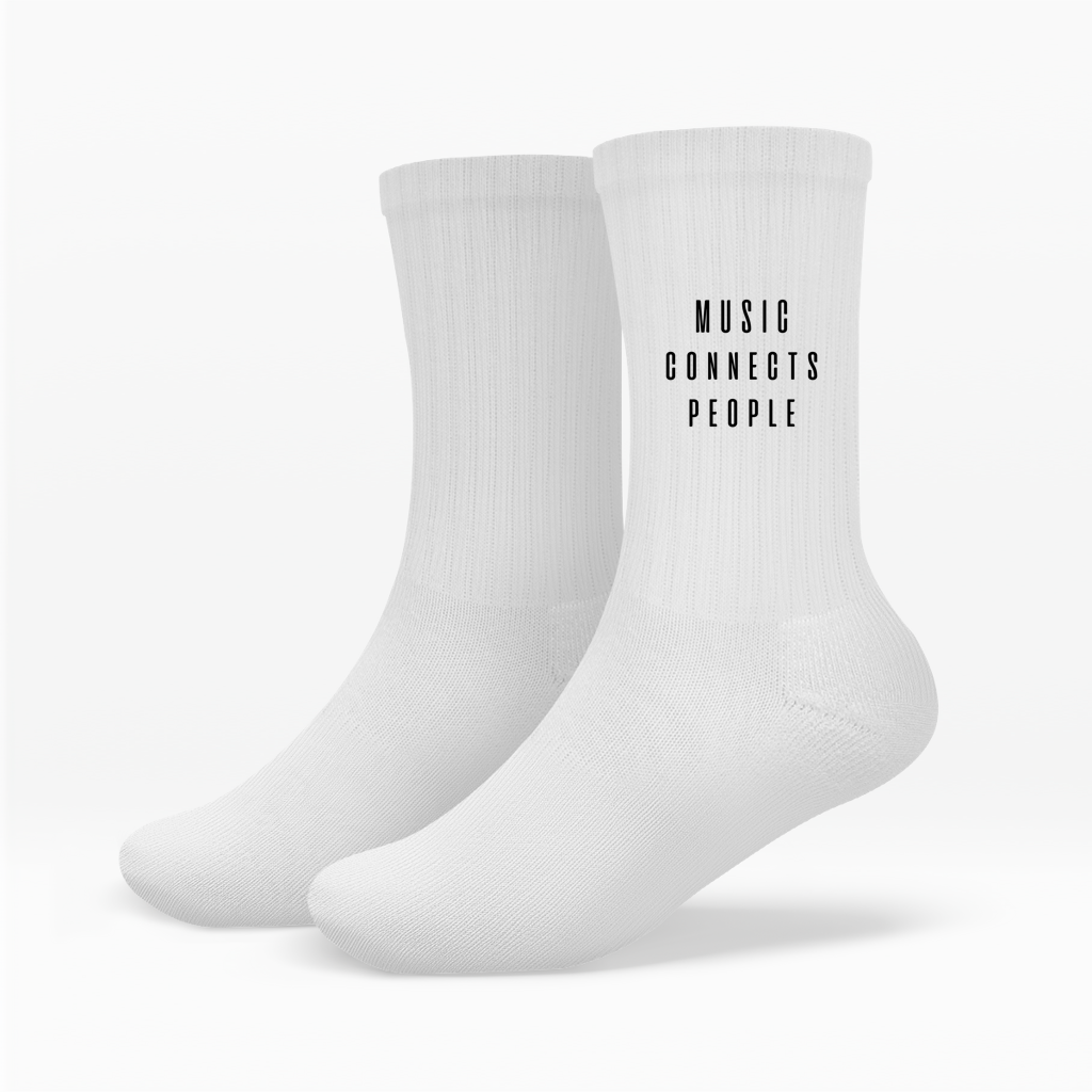 techno-socken-weiss-music-connects-people-print