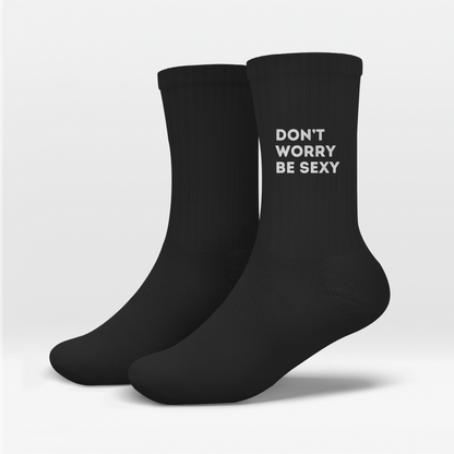 techno-tennissocken-schwarz-dont-worry-be-sexy-print