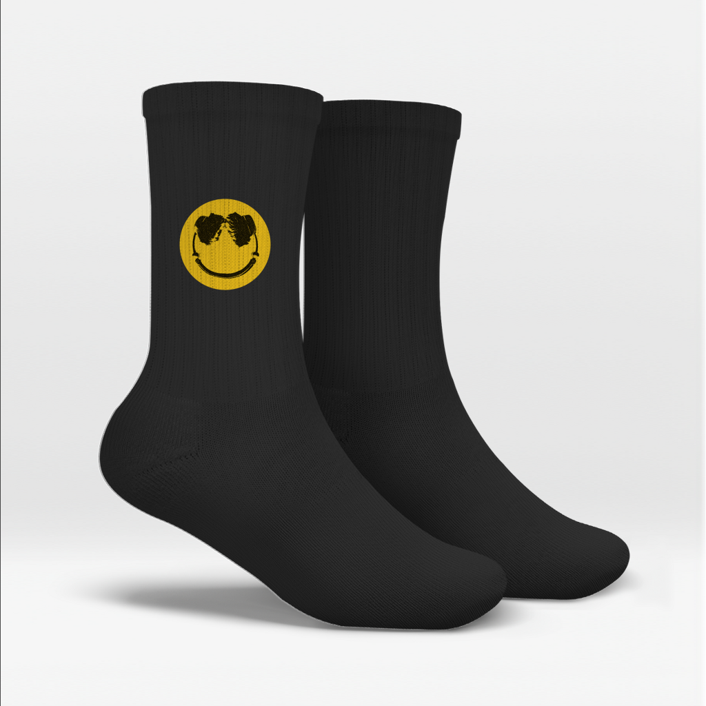 technoartig-tennissocken-schwarz-smiley-detail-print